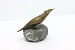 French Vintage Bronze Bird Sculpture Natural Stone Reussner #49347