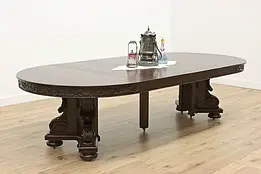 Renaissance Antique Oak 54" Dining Table 7 Leaves, Opens 13' #49570