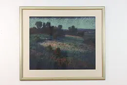 Flower Meadow Vintage Original Pastel Painting, Dahl 49" #49983