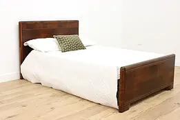 Art Deco Waterfall Vintage Walnut & Birch Full Size Bed #49686