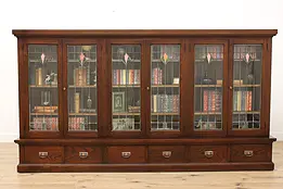 Arts & Crafts Antique Stained Glass Bookcase Display Cabinet #50123
