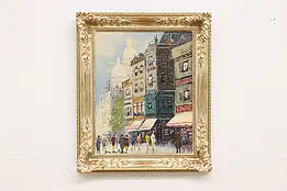 Paris Montmartre Vintage Original Oil Painting Signed 25.5" #49855