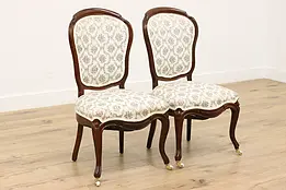 Pair of Victorian Antique Carved Walnut Side or Hall Chairs #49962
