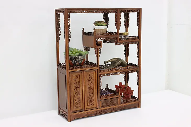 Chinese Antique Rosewood Jewelry Cabinet or Curio Stand #49442