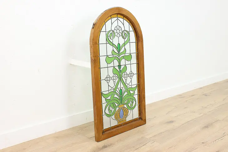 Architectural Salvage Vintage Stained Glass Window #49996